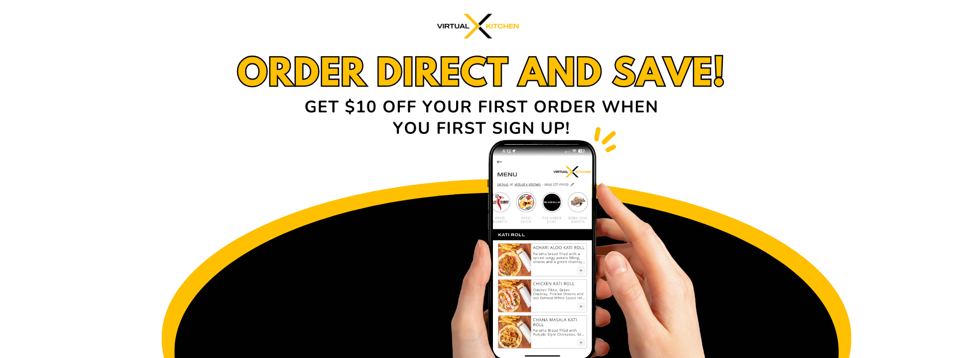 Order Direct and Save - Get $10 off your first order when you first sign up on the VXK App